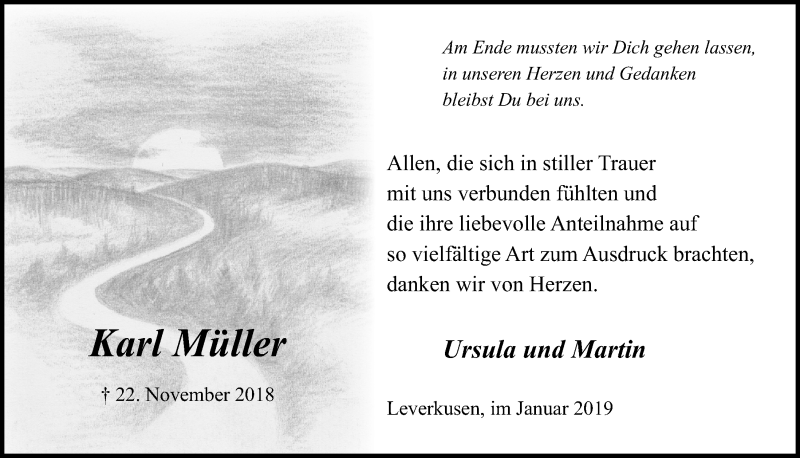  Traueranzeige für Karl Müller vom 23.01.2019 aus  Lokale Informationen 