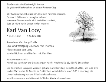 Anzeige von Karl  van Looy von Kölner Stadt-Anzeiger / Kölnische Rundschau / Express