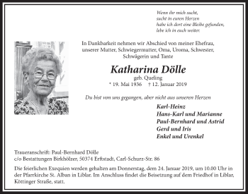 Anzeige von Katharina Dölle von  Sonntags-Post 