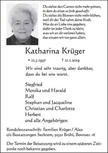 Anzeige von Katharina Krüger von  Schlossbote/Werbekurier 