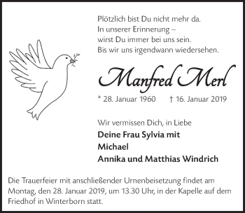 Anzeige von Manfred Merl von  Bergisches Handelsblatt  Lokalanzeiger 