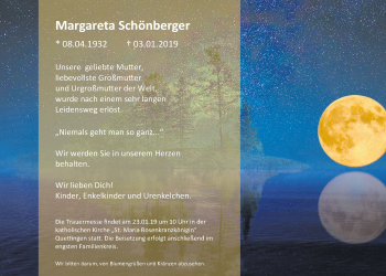 Anzeige von Margareta Schönberger von  Leverkusener Wochenende 