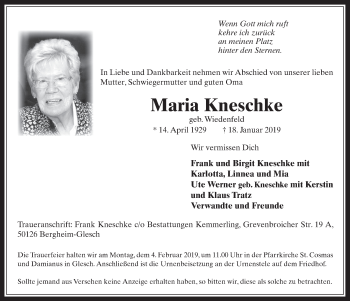 Anzeige von Maria Kneschke von  Werbepost 