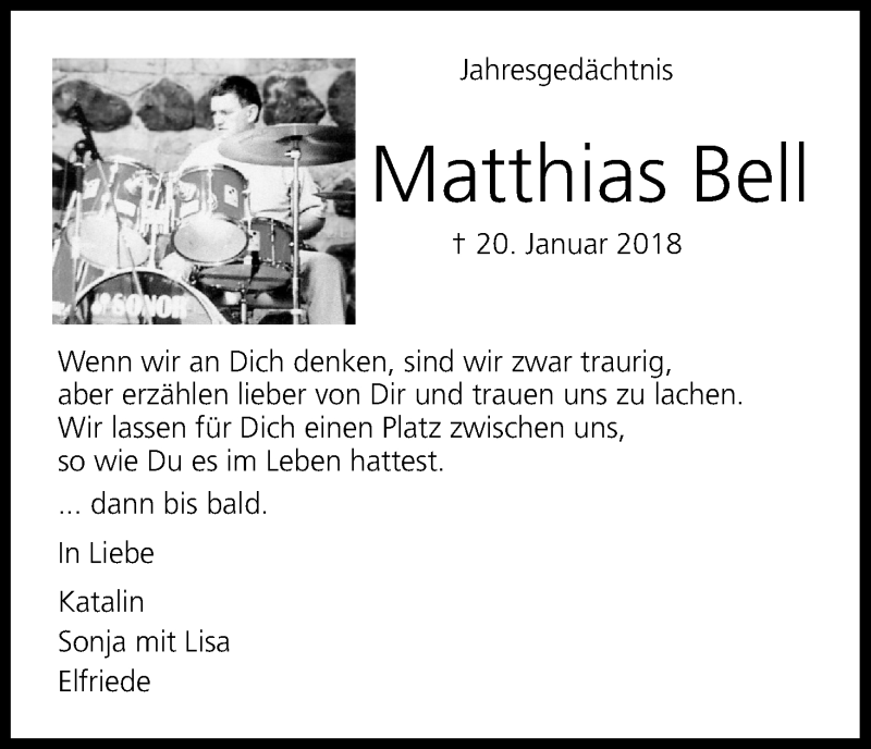  Traueranzeige für Matthias Bell vom 19.01.2019 aus Kölner Stadt-Anzeiger / Kölnische Rundschau / Express