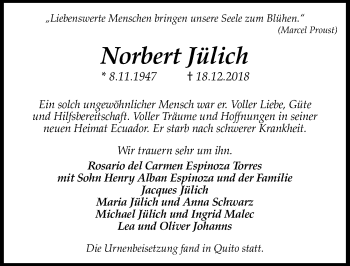 Anzeige von Norbert Jülich von  Schlossbote/Werbekurier 