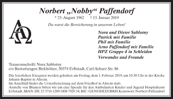 Anzeige von Norbert Paffendorf von  Werbepost 