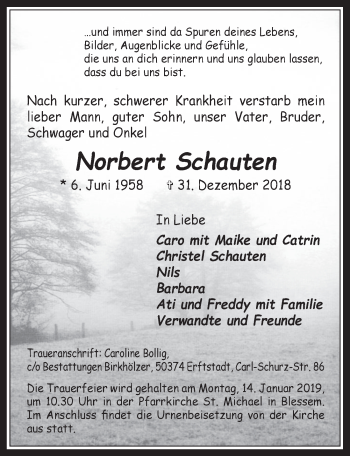 Anzeige von Norbert Schauten von  Werbepost 