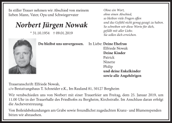 Anzeige von Norbert Jürgen Nowak von  Sonntags-Post 