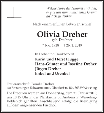 Anzeige von Olivia Dreher von  Schlossbote/Werbekurier 