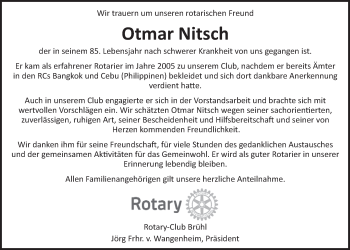 Anzeige von Otmar Nitsch von  Schlossbote/Werbekurier 