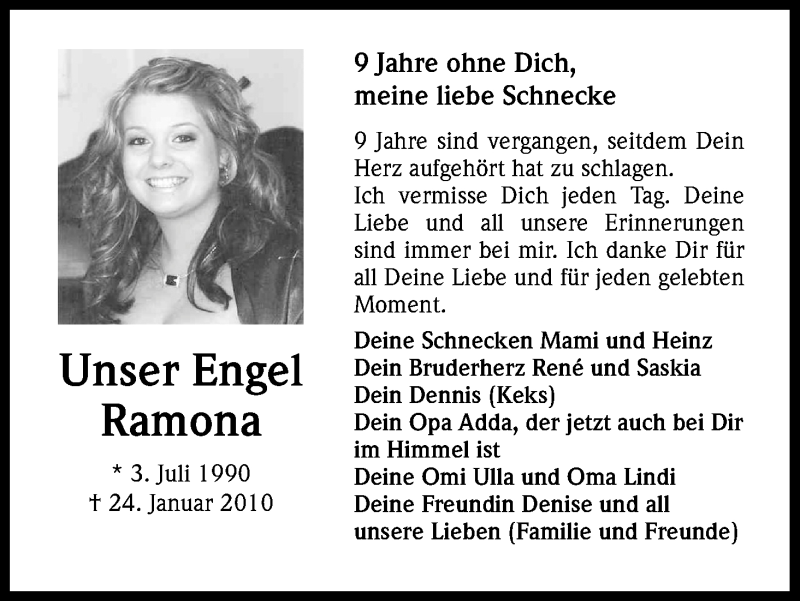  Traueranzeige für Ramona Schmitz vom 24.01.2019 aus Kölner Stadt-Anzeiger / Kölnische Rundschau / Express
