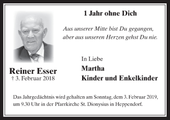 Anzeige von Reiner Esser von  Werbepost 