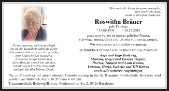 Anzeige von Roswitha Bräuer von  Werbepost 