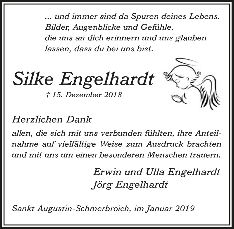  Traueranzeige für Silke Engelhardt vom 16.01.2019 aus  Extra Blatt 
