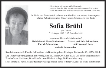 Anzeige von Sofia Brühl von  Wochenende 