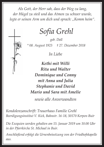 Anzeige von Sofia Grehl von  Werbepost 
