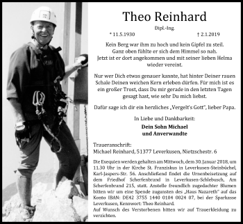 Anzeige von Theo Reinhard von Kölner Stadt-Anzeiger / Kölnische Rundschau / Express