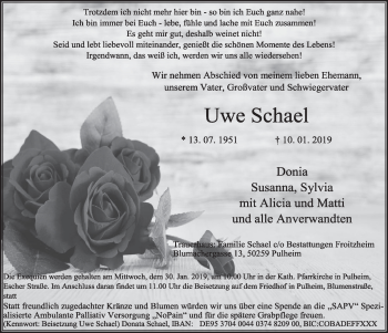 Anzeige von Uwe Schael von  Sonntags-Post 