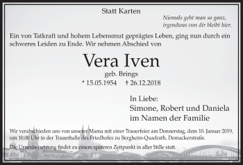 Anzeige von Vera Iven von  Sonntags-Post 