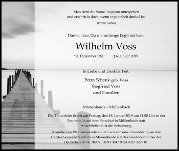 Anzeige von Wilhelm Voss von Kölner Stadt-Anzeiger / Kölnische Rundschau / Express
