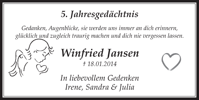  Traueranzeige für Winfried Jansen vom 18.07.2023 aus  Werbepost 