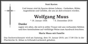 Anzeige von Wolfgang Muus von  Werbepost 