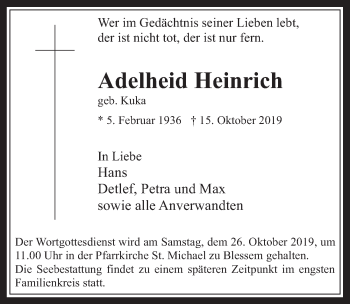 Anzeige von Adelheid Heinrich von  Werbepost 
