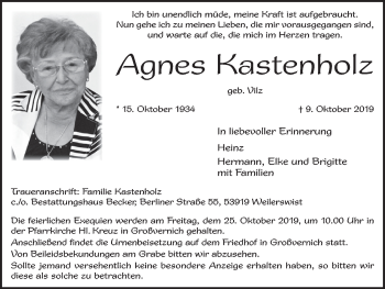 Anzeige von Agnes Kastenholz von  Blickpunkt Euskirchen 