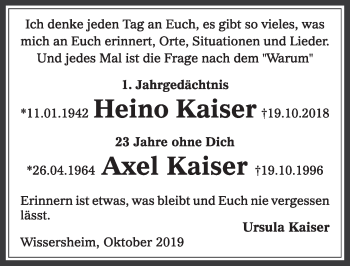 Anzeige von Axel Kaiser von  Sonntags-Post 