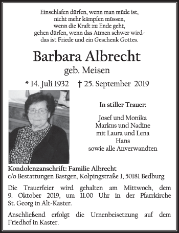Anzeige von Barbara Albrecht von  Werbepost 