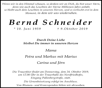 Anzeige von Bernd Schneider von Kölner Stadt-Anzeiger / Kölnische Rundschau / Express