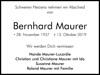 Anzeige von Bernhard Maurer von Kölner Stadt-Anzeiger / Kölnische Rundschau / Express