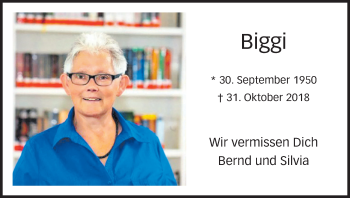 Anzeige von Biggi  von Kölner Stadt-Anzeiger / Kölnische Rundschau / Express