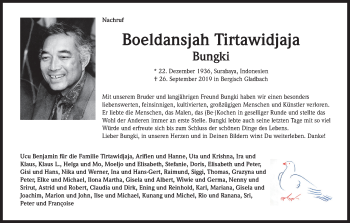 Anzeige von Boeldansjah Tirtawidjaja von Kölner Stadt-Anzeiger / Kölnische Rundschau / Express