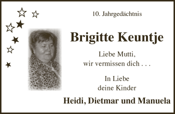 Anzeige von Brigitte Keuntje von  Bergisches Handelsblatt 