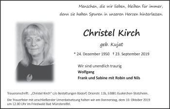 Anzeige von Christel Kirch von  Blickpunkt Euskirchen 