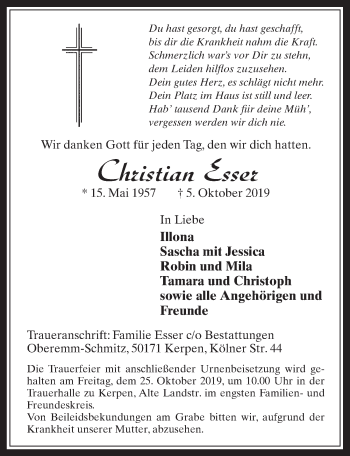Anzeige von Christian Esser von  Werbepost 