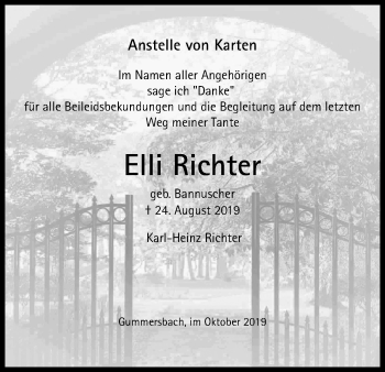 Anzeige von Elli Richter von Kölner Stadt-Anzeiger / Kölnische Rundschau / Express
