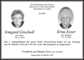 Anzeige von Erna Esser von  Sonntags-Post 