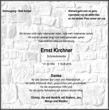 Anzeige von Ernst Kirchner von  Extra Blatt  Lokalanzeiger 