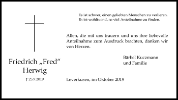 Anzeige von Friedrich Herwig von Kölner Stadt-Anzeiger / Kölnische Rundschau / Express