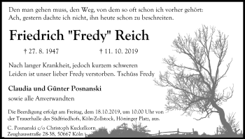 Anzeige von Friedrich Reich von Kölner Stadt-Anzeiger / Kölnische Rundschau / Express