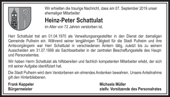 Anzeige von Heinz-Peter Schattulat von  Sonntags-Post 