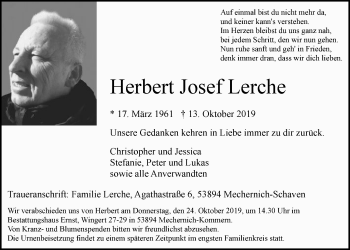 Anzeige von Herbert Josef Lerche von  Blickpunkt Euskirchen 