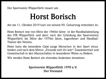 Anzeige von Horst Borisch von Kölner Stadt-Anzeiger / Kölnische Rundschau / Express