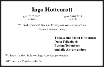 Anzeige von Ingo Hottenrott von  Werbepost 