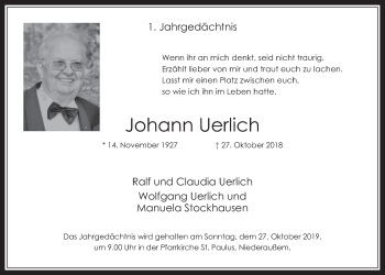 Anzeige von Johann Uerlich von  Werbepost 
