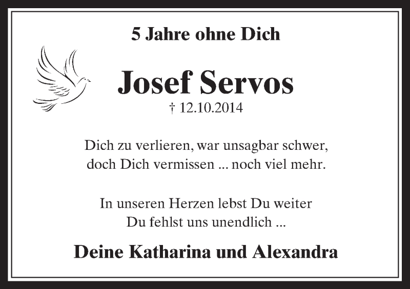  Traueranzeige für Josef Servos vom 18.07.2023 aus  Werbepost 