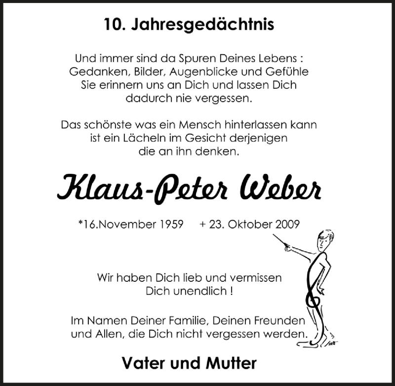  Traueranzeige für Klaus-Peter Weber vom 23.10.2019 aus  Anzeigen Echo 