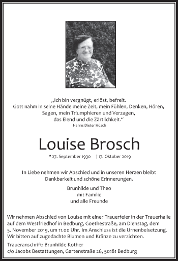 Anzeige von Louise Brosch von  Werbepost 